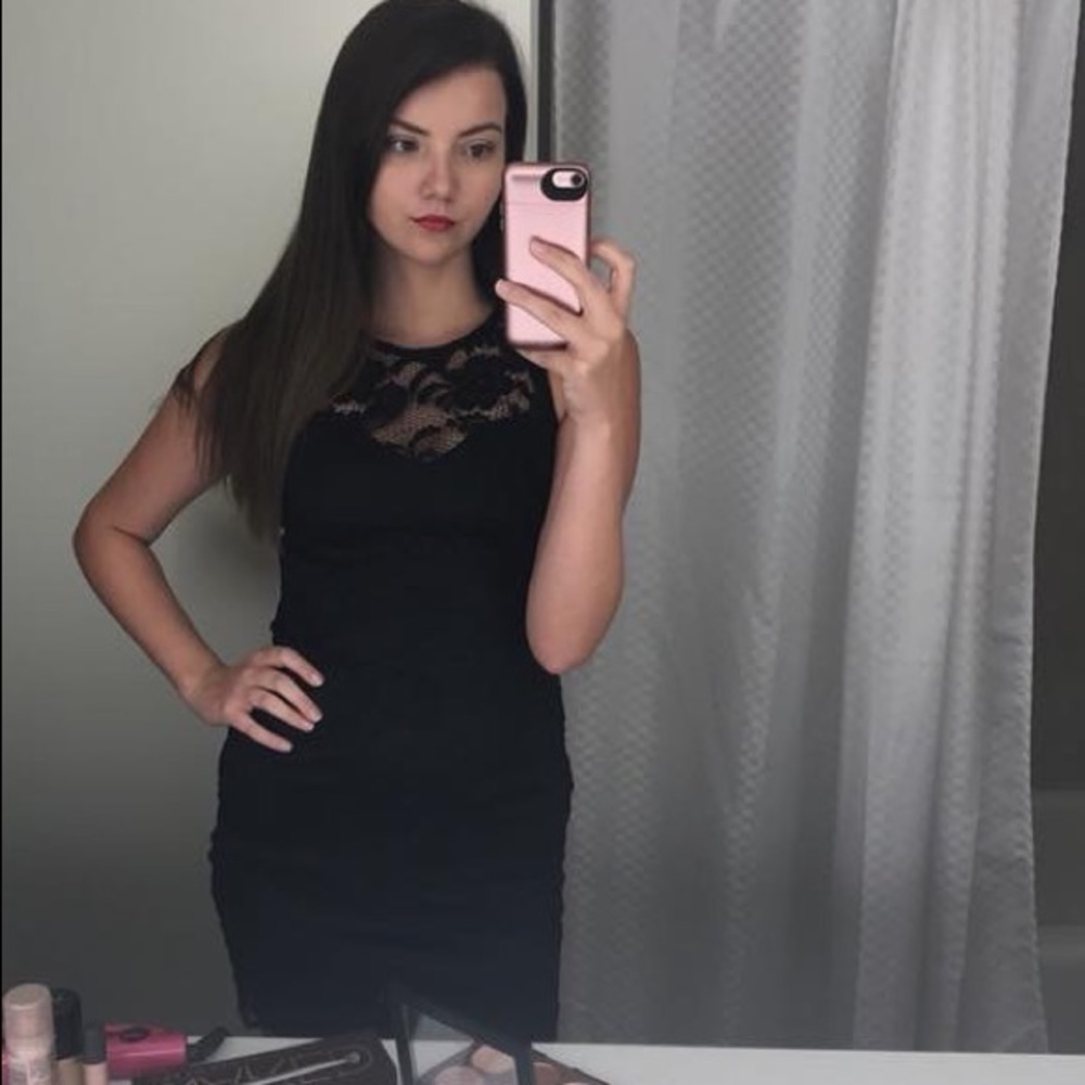 Black lace cocktail dress
